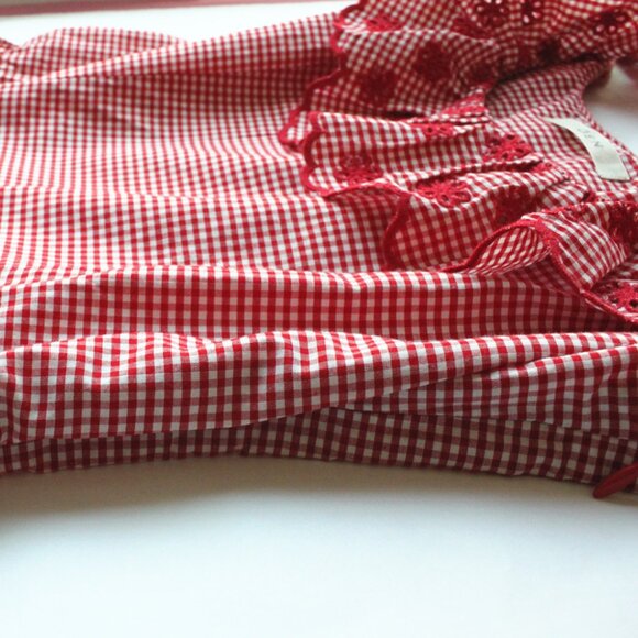 Doen Liesel Cherry Red Paris Gingham eyelet dress, Size M - Picture 6 of 10